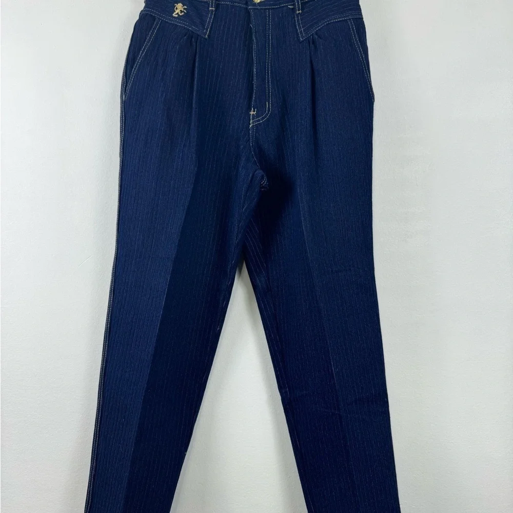 Vintage Braxton Stretch Velvet Stripe Gathered Jeans 16 Super High Rise